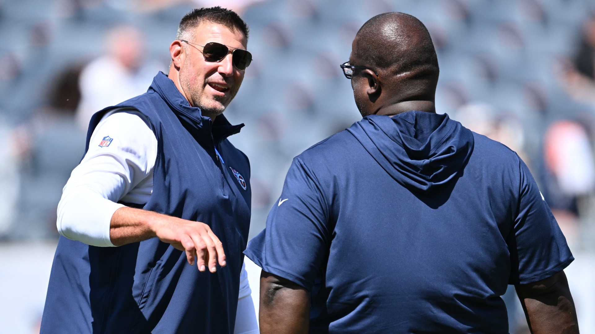 New England Patriots head coach Mike Vrabel, Detroit Lions assistant Terrell Williams